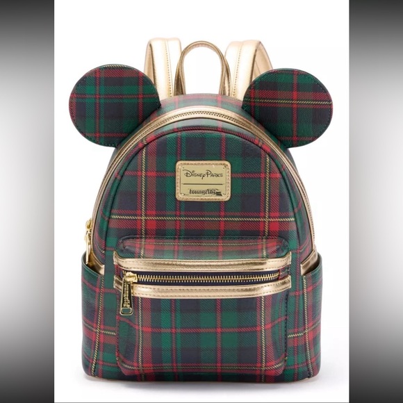 Loungefly Disney NWT Mickey Holiday Plaid Mini Backpack - Picture 6 of 8